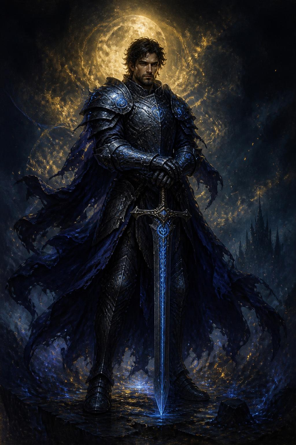Your arcane warrior in rune-engraved armor